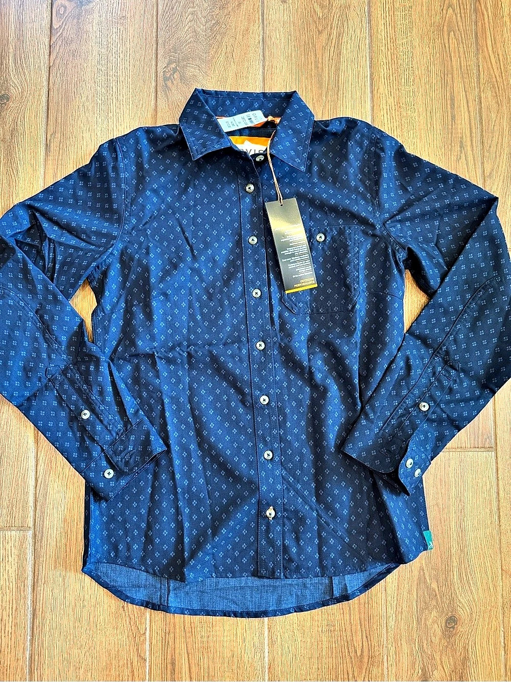 Orvis Women's Printed Tech Chambray Work Shirt Blue XS NWT